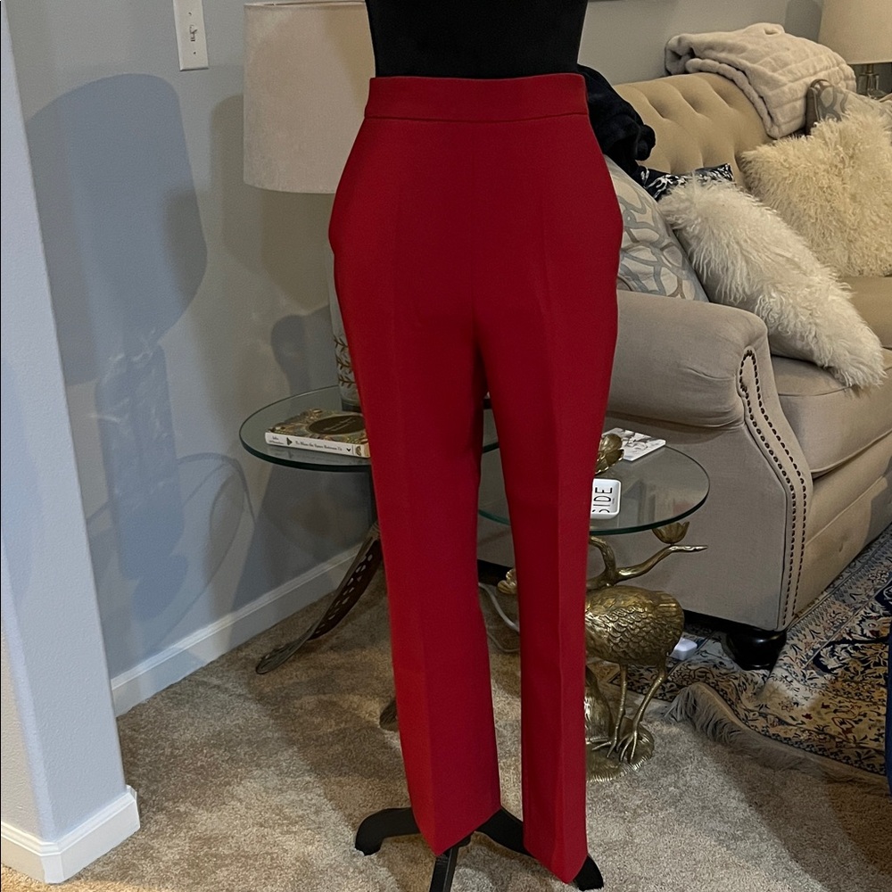 MaxMara Red Tailored Straight-Leg Trousers